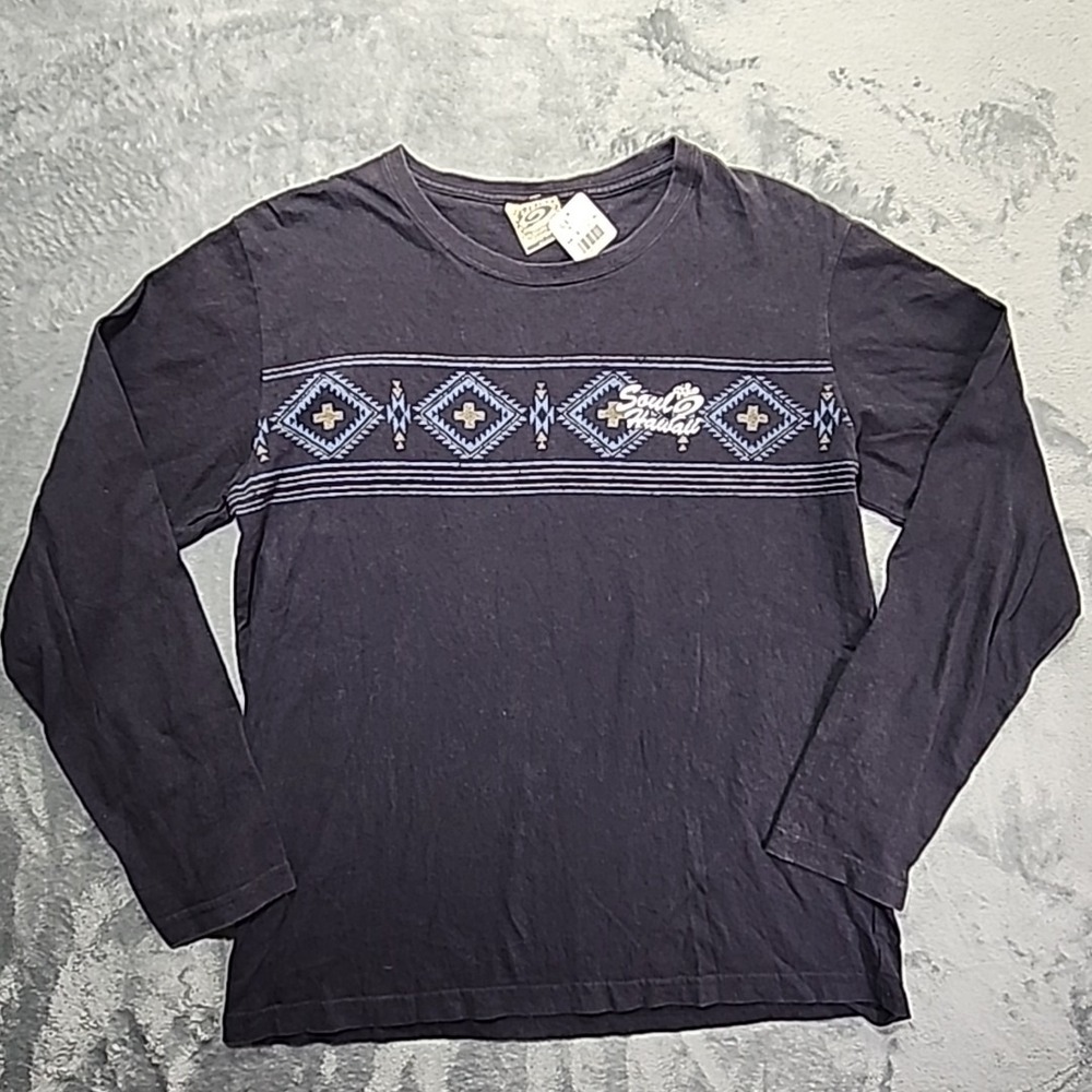 Y2K PIKO HAWAII LONGBOARD Tribal Logo Tee Shirt‎ Top Long Sleeve Medium